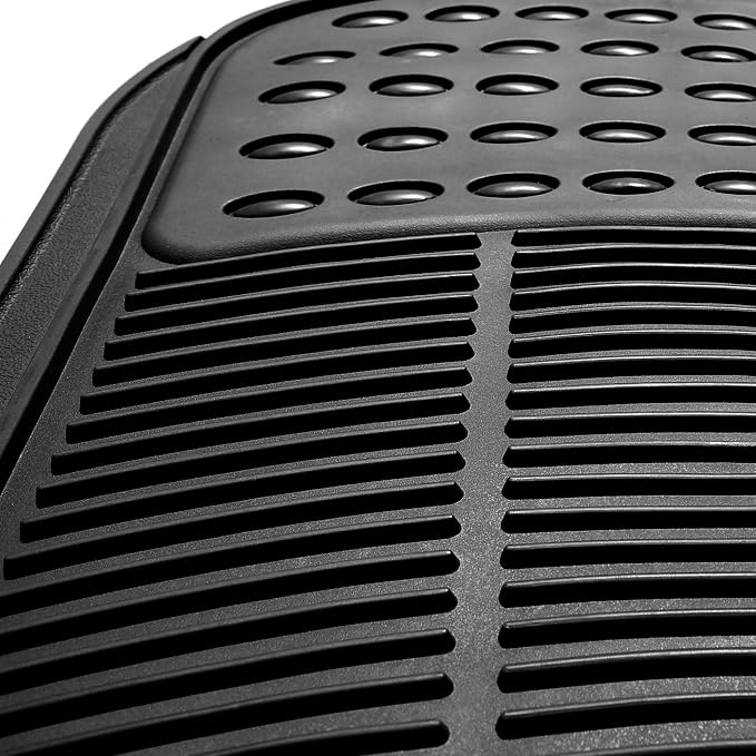 FH Group Automotive Floor Mats - Heavy-Duty Rubber, Universal Fit Full Set, ClimaProof, Trimmable For Most Cars, Sedan, SUV, Truck, Black