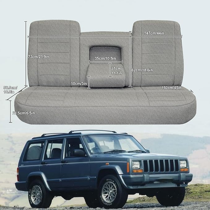 Custom Bench Seat Covers for Ford F150 1987 1988 1989 1990 1991 Heavy Duty Cloth Protector Interior Accessories，Waterproof & Machine Washable - Gray