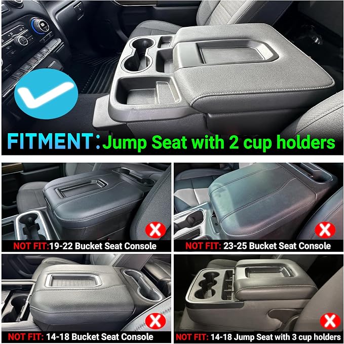 Center Console Hanging Organizer Compatible with 2019-2026 Chevy Silverado/GMC Sierra 1500, 2020-2026 Silverado/Sierra 2500HD 3500HD Accessories, Cup Holder Storage Box Tray (Fit Jump Seat)