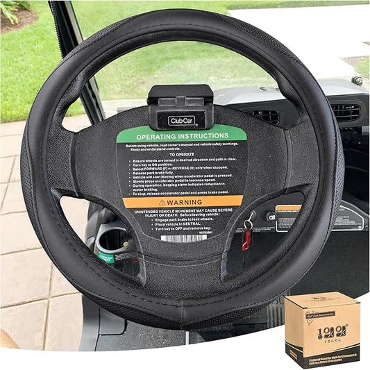 10L0L Golf Cart 14" Steering Wheel Cover for Club Car DS Precedent and Yamaha Models, Breathable Rubber Leather Materials,Good Texture Nice Look（Charcoals）