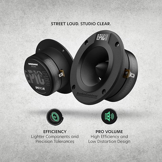 AudioControl EPICPRO4T Epic PRO 4” Compression Bullet Tweeter Car Speakers Set (Pair), 120W Max, 4 Ohms, Tweeter Crossover Included, Pro Audio High SPL Tweeters for Car Audio System