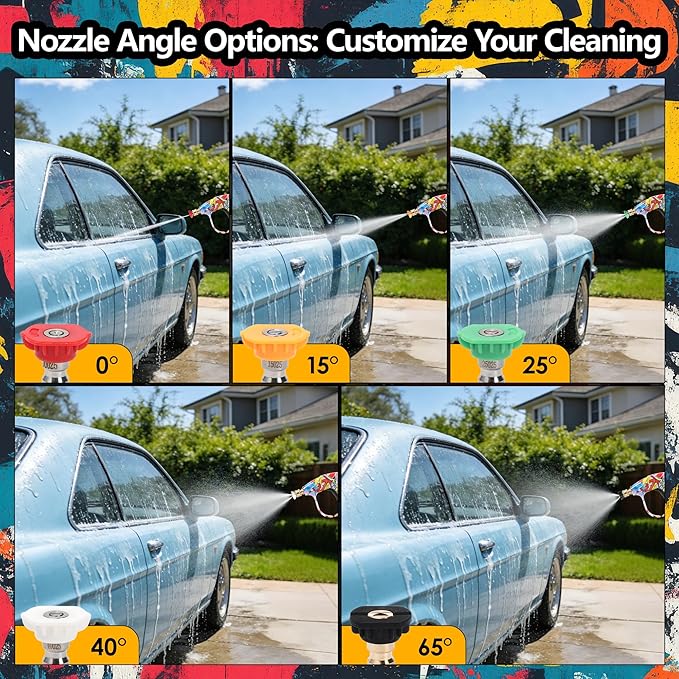 Graffiti Foam Cannon Kit with Short Pressure Washer Gun 3/8" Quick Connect M22-15mm Adapter Adjustable Snow Foam Bottle with 1/4" Quick Connect and 5 Nozzle Tips for Car Wash