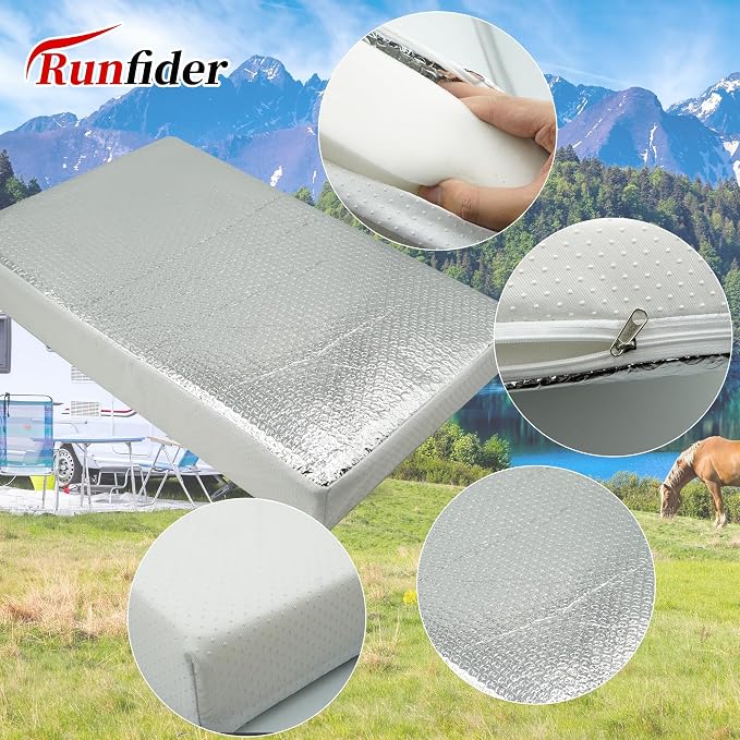 22 * 14 * 3"" RV Vent Insulator RV Skylight Cover with Reflective Surface Universal Camper Skylight Shade for Vent Inside Camper Trailer Thermal insulation in winter and summer, White