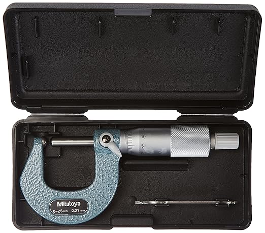 Mitutoyo 115-118 Spherical Face Micrometer, Ratchet Stop, 75-100mm Range, 0.01mm Graduation, +/-0.004mm Accuracy, Flat Spindle