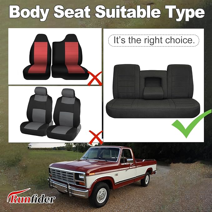 Custom Bench Seat Covers for Ford F150 1987 1988 1989 1990 1991 Heavy Duty Cloth Protector Interior Accessories，Waterproof & Machine Washable - Black