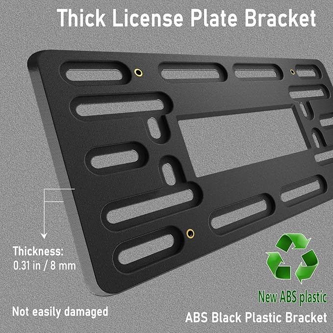 BGGTMO License Plate Bracket Holder- Front License Plate Mounting Kit, Universal Bumper Car Tag Frame Mount Adapter with Stainless Steel Screw Cap, Cable Ties