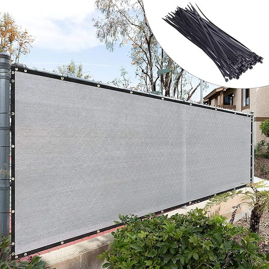 Royal Shade Custom Size 5' x 135' Grey Fence Privacy Screen Windscreen Cover Netting Mesh Fabric Cloth - Cable Zip Ties Included (We Make Custom Size)
