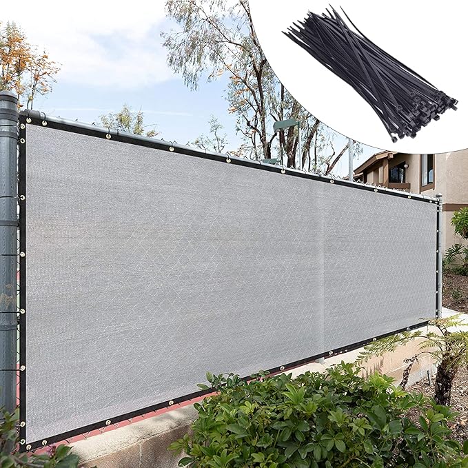 Royal Shade Custom Size 5' x 153' Grey Fence Privacy Screen Windscreen Cover Netting Mesh Fabric Cloth - Cable Zip Ties Included (We Make Custom Size)