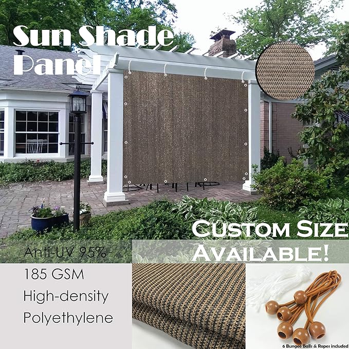 Alion Home Sun Shade Privacy Panel with Grommets and Hems on 4 Sides for Patio, Awning, Window, Pergola or Gazebo - Mocha Brown (8' X 26')