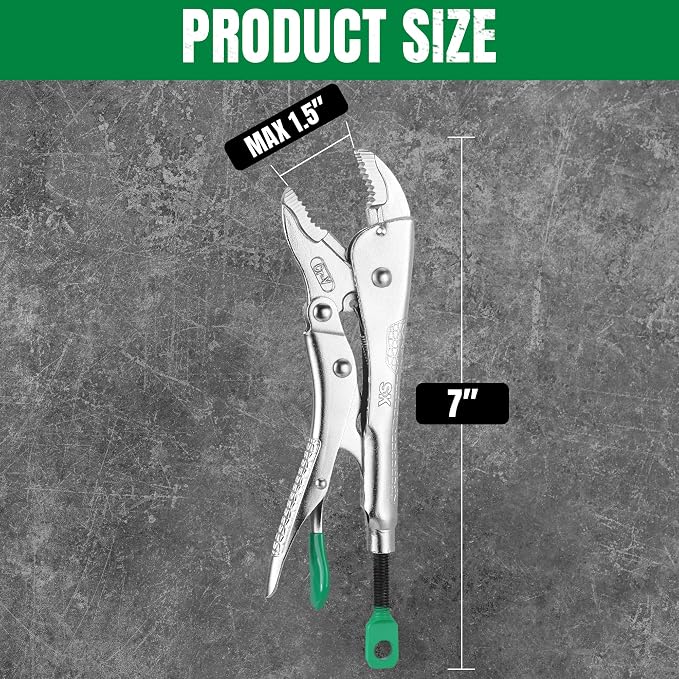 SK 7" Curved Jaw Locking Pliers, Premium CR-V Construction, Ergonomic Anti-slip Handle, Ideal for Welding or Assembly