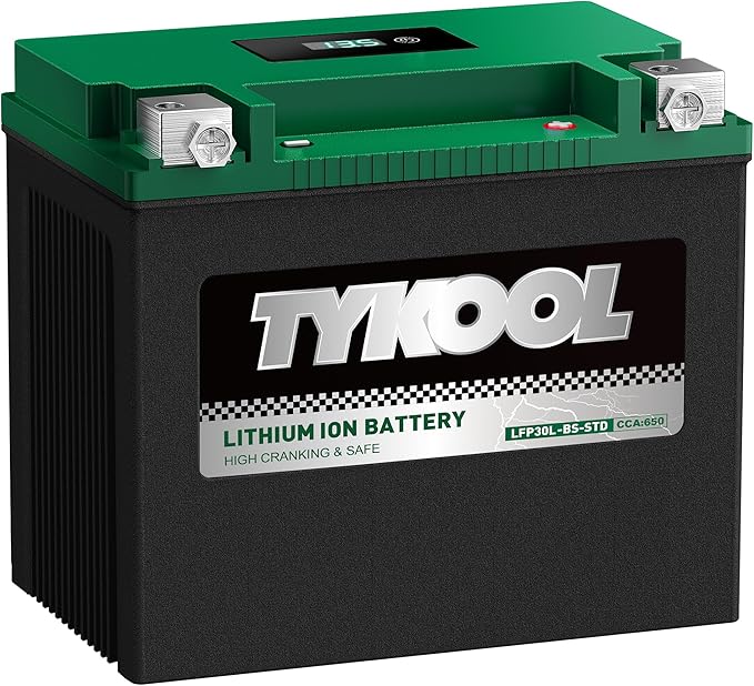 TYKOOL LFP30L-BS-STD Lithium Battery, Replaces YTX30L-BS, 650CCA 12Ah Fits for Motorcycle UTV ATV PWC, Compatible with Harley Touring Road King Moto Guzzi 1000cc Polaris Ranger RZR 800,Digital Readout