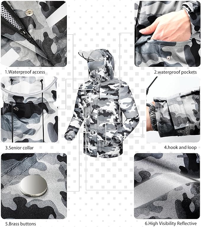 iCreek Rain Suit Waterproof Jacket and Pants Hi Vis Raincoat for Men and Women Reflective Outdoor for All-Sport Work