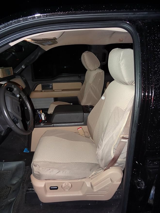 Durafit Seat Covers Made to fit 2010-2013 Ford F150 Bucket Seats with Side Impact Airbags. Made in Tan Endura