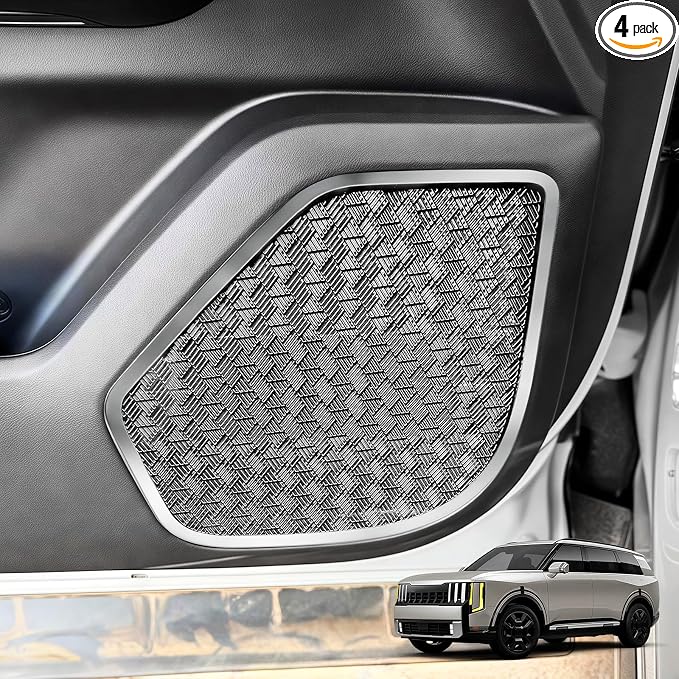 YOUTOOCAR Stainless Steel Door Speaker Decoration Covers Trim Compatible with Kia Telluride 2026 Accessories (Silver)