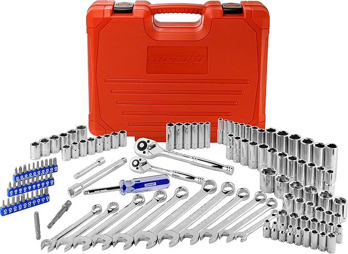 EPAuto Mechanics Tool Set Drive Socket Wrench Ratchets, SAE/Metric, 122-Piece