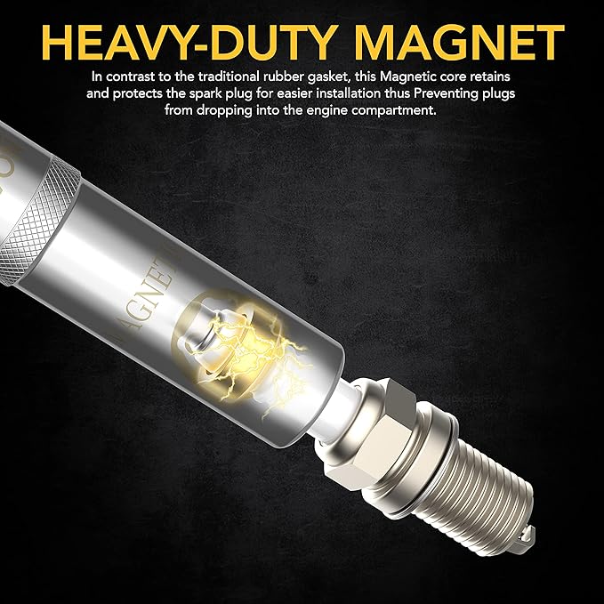 LEXIVON 9/16-Inch Spark Plug Swivel Socket, 3/8" Drive x 6" Total Length | Enhanced Magnetic Design with Thin Wall Socket, Cr-v Steel (LX-SSPS9166)