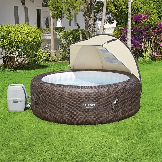 Bestway SaluSpa Windproof UV Protection Sun Shade Canopy Attachment Accessory with Mesh Windows for Round Inflatable Hot Tub Spas (Canopy Only)
