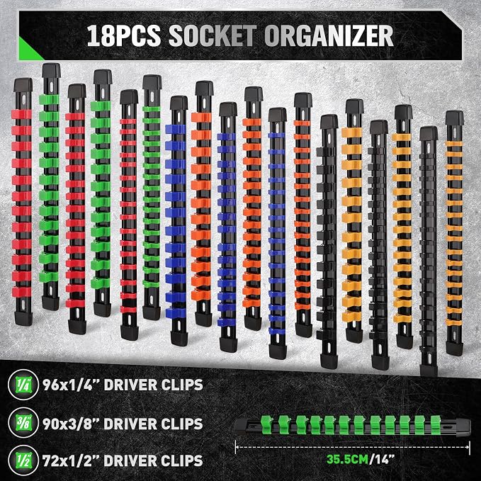 SWANLAKE GARDEN TOOLS Bundled Products-2 Items: 18-Piece Socket Organizer Set & 9-Piece 1/2" Metric Impact Socket Set