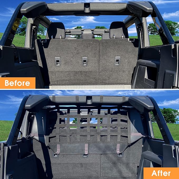BESTAOO for Ford Bronco Dog Car Barrier, Pet Net Vehicle Safety Mesh Dog Divider for Ford Bronco Accessories 2021 2022 2023 2024 2025 4-Door, Fits Trunk Cargo Area, Easy to Install