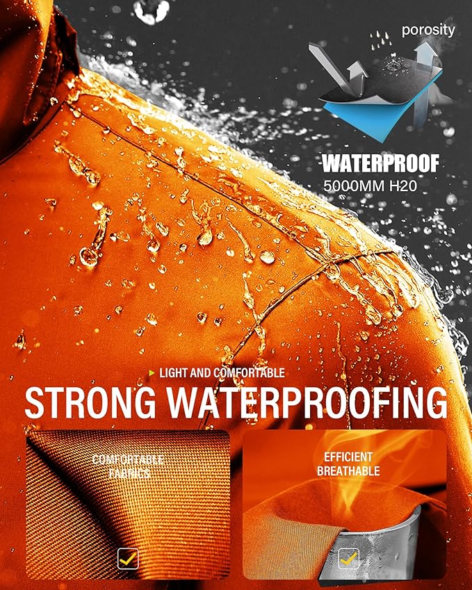 iCreek Rain Suit Waterproof Jacket and Pants Hi Vis Raincoat for Men and Women Reflective Outdoor for All-Sport Work