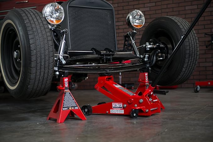 BIG RED T46202 Torin Steel Jack Stands: 6 Ton (12,000 lb) Capacity, Red, 1 Pair
