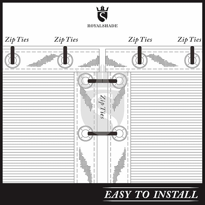 Royal Shade Custom Size 6' x 7' White Fence Privacy Screen Windscreen Cover Netting Mesh Fabric Cloth - Cable Zip Ties Included (We Make Custom Size)