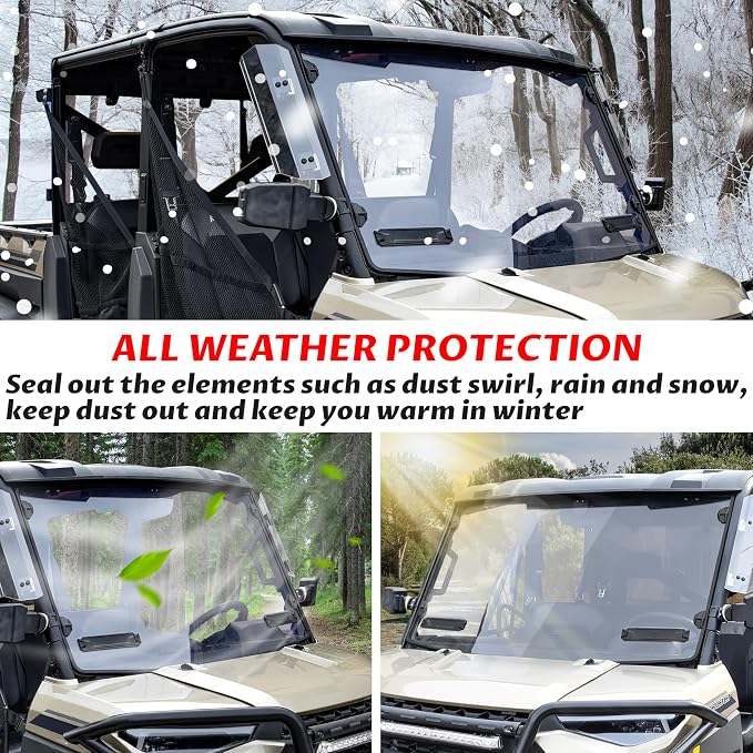 SAUTVS Rear & Front Windshields for Ranger 1000/XP 1000 17-26, Clear Front and Rear Poly Full Windshields Windows for Polaris Ranger XP 1000/Ranger 1000/XP 900/Diesel/Crew 2017-2026 Accessories