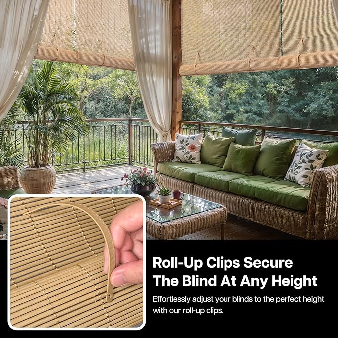 LazBlinds Cordless Roller Shades for Outdoor, Exterior Light Filtering Roll up Shades, Hanging Sunscreen for Patio, Balcony Indoor/Outdoor Porch, 48'' W x 72'' H, Natural