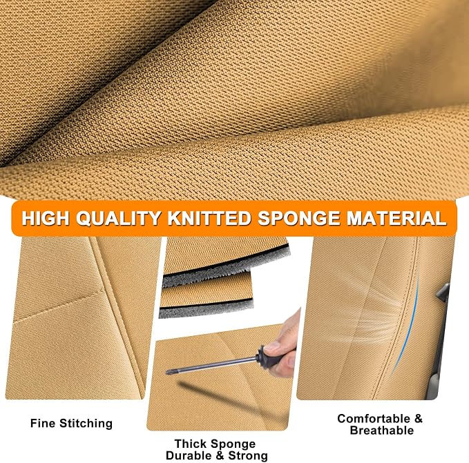 Seat Covers Compatible with 2010-2025 Chevy Express Front Bucket Seats with Opening for Grab Handle on Passenger Side Backrest, Custom-Made Heavy Duty Seat Cover, NOT for RV Seats