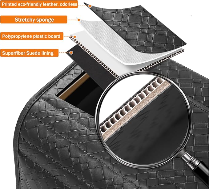 Trunk Organizer for suv,car storage organizer,lid Box,PU Leather & PP Honeycomb Board,Fixed with screws extremely sturdy,Collapsible and Adjustable,25.6''L x 13''W x 12.4''H,4K inches³(size C)