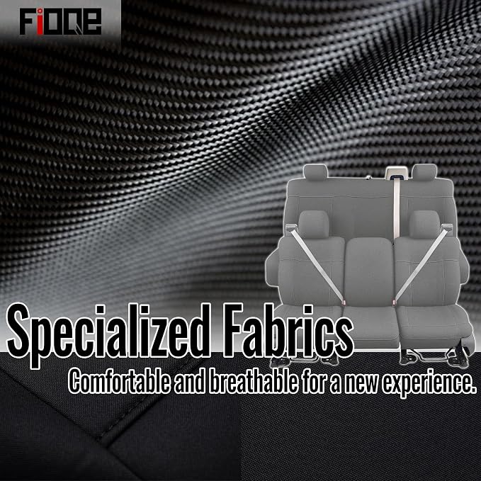 Front & Rear Heavy-Duty Knit Seat Covers for Ford F150 XLT Super Cab 2004 2005 2006 2007 2008 Durable Fabric Protection - Gray