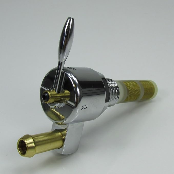 Chrome Harley 3/8" NPT HI-FLOW Petcock STRAIGHT "Downward" Facing Fuel Outlet Valve - Fits 3/8" ID Fuel Hose - Replaces HD Pt# 62125-55B on PRE-1975 Harley FL FX XL Models - Motorcycle Chopper Bobber