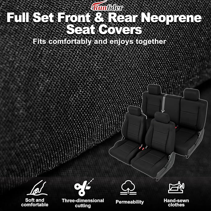 Custom Seat Covers for Jeep Wrangler Unlimited 4-Door 2008 2009 2010 Heavy Duty Cloth Protector Interior Accessories，Waterproof & Machine Washable, Foam Padded - Black（Front & Rear）