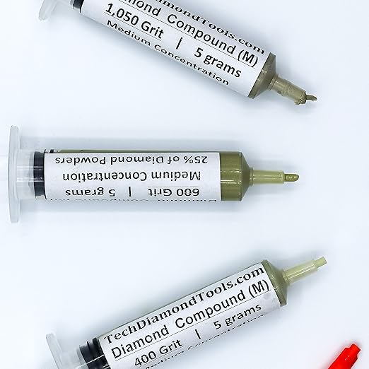 TechDiamondTools Kit of 3 Diamond Lapping Paste Polishing Compound USA Made 400 600 1050 Grit Lapidary Paste for Rock Glass Metal in Three Concentrations of Diamond Powder (Medium 25% Concentration)