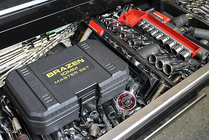 BRAZEN 10mm Master Set - 12 Sockets, Three Wrenches, One Nut Driver - All 10mm!