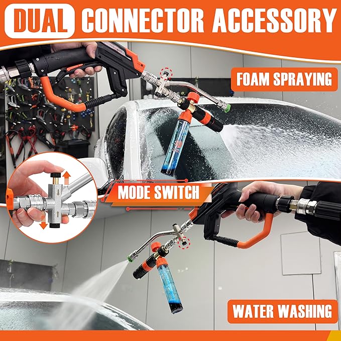 RIDGE WASHER Mini Foam Cannon Gun with Dual Connector, No Dilution Required, Pressure Washer Gun for Foam Blaster, 1/4" Quick Connect, 4000 PSI, 100 ML