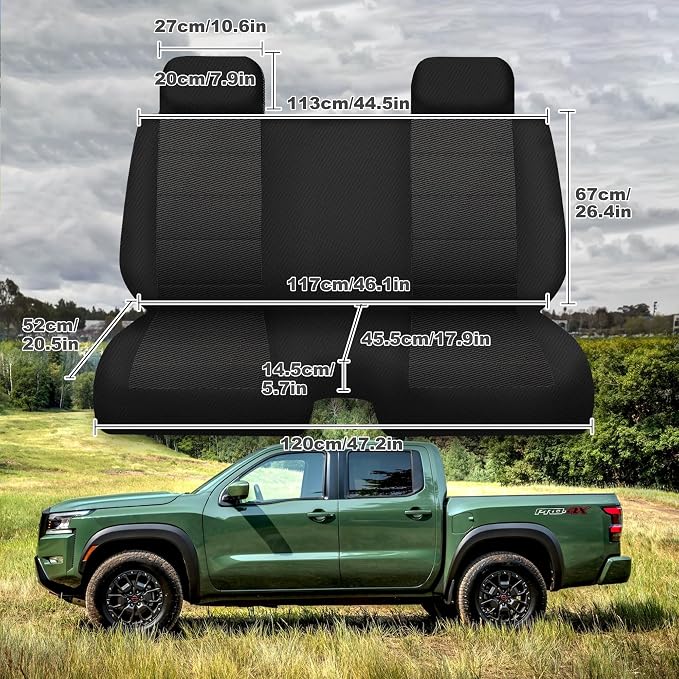 Bench Seat Covers for Toyota Tacoma 1995 1996 1997 1998 1999 2000 2001 2002 2003 2004 Heavy Duty Cloth Protector Interior Accessories，Waterproof & Machine Washable, Black