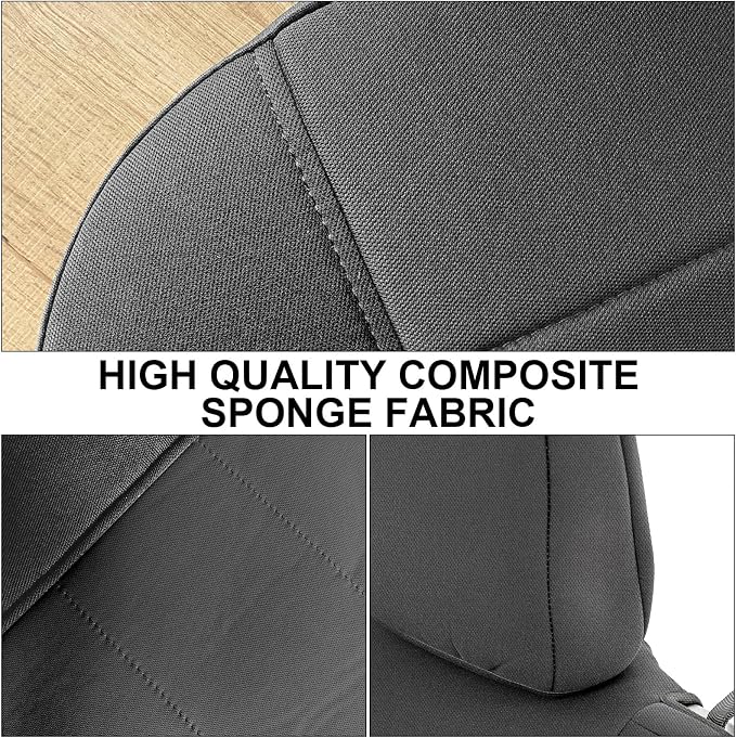 SAPUBK Rear Seat Covers Replace for 1999-2006 Chevy Silverado LT Double Cab 60/40 Split Seat, Knitted Fabric Composite Soft Foam Lining Airmesh Breathable Seat Cover