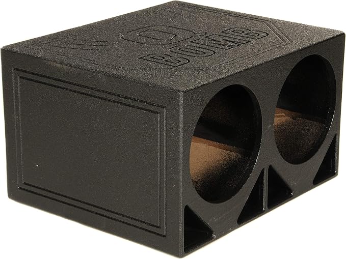 QPower QBOMB12TB-DUAL Dual 12-Inch Triangle Ported Subwoofer Box Enclosure with Durable Bed Liner Spray for Car Audio Systems