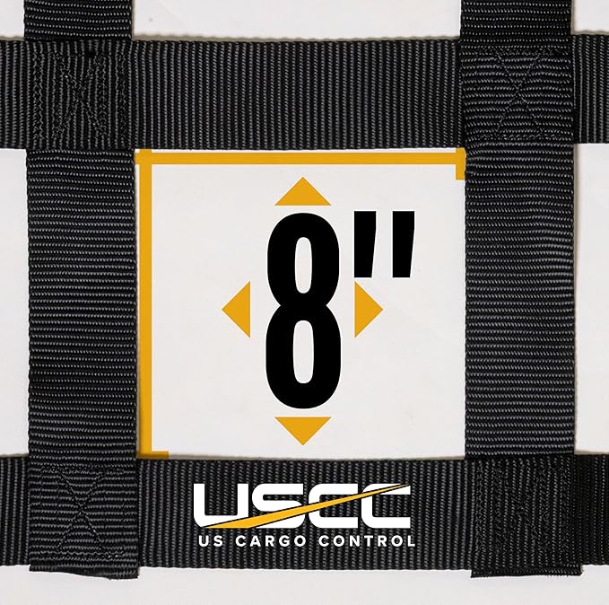 US Cargo Control E Track Cargo Nets for Trailers 82" x 82" (3-Pack), Adjustable Heavy Duty Cargo Net with Ratchets for E-Track and X-Track Systems, 8" x 8" Holes, Use in Enclosed Trailers, Box Trucks