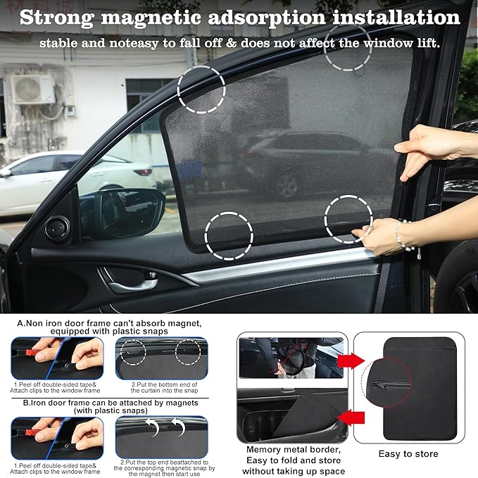 Front Side Half Window Shade Foldable Custom Fit for Do-dge Journey 2009-2020 Car Window Shades for Side Window Sun Shade UV Protection Heat Insulation for Camping Sleeping 6PCS