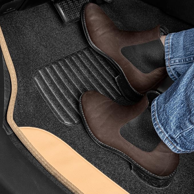 BDK CarXS Beige Car Seat Covers Full Set with Matching Set of Floor Mats for SUV & Truck – Truck Front Seats & Rear Bench Cover Seats Protector Car Mats Full Set Interior Seat Covers