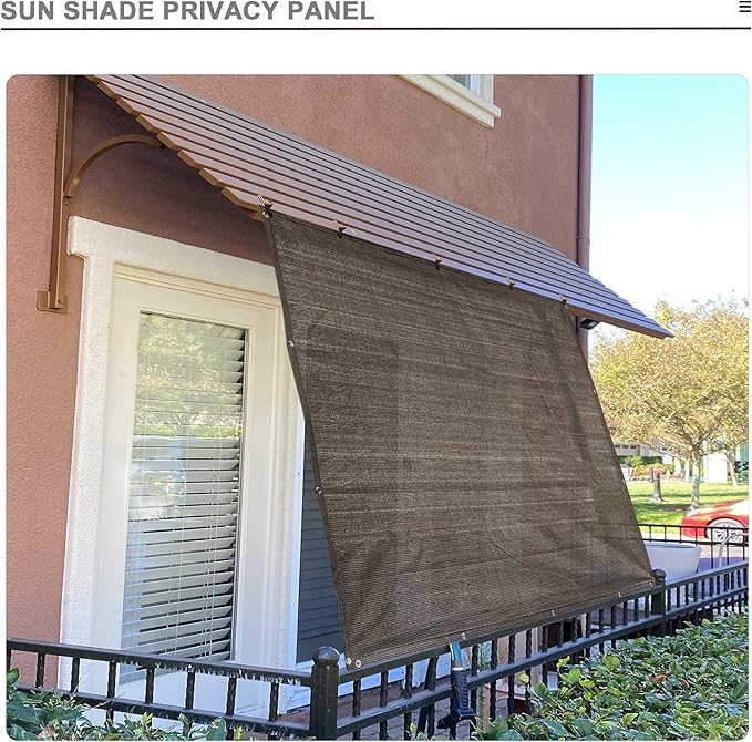 Sun Shade Privacy Panel with Grommets on 4 Sides for Patio, Awning, Window Cover, Pergola or Gazebo (Mocha Brown, 10' x 5')