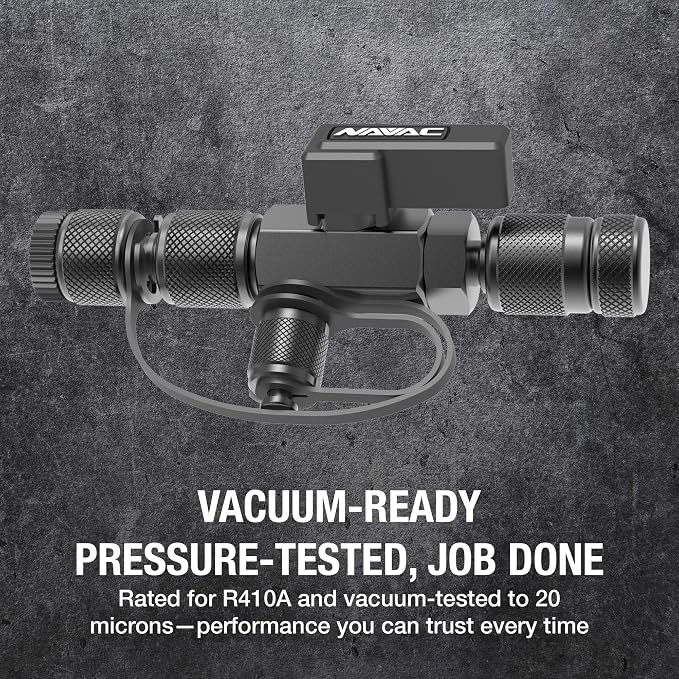 NAVAC NVR2 Valve Core Removal Tool - HVAC Tool for Fast Recovery and Evacuation - Includes 2 Sizes (1/4″ and 5/16″) Flare Fittings in 1 Tool - R-410A Vacuum Rated to 20 Microns - Durable Metal Handle