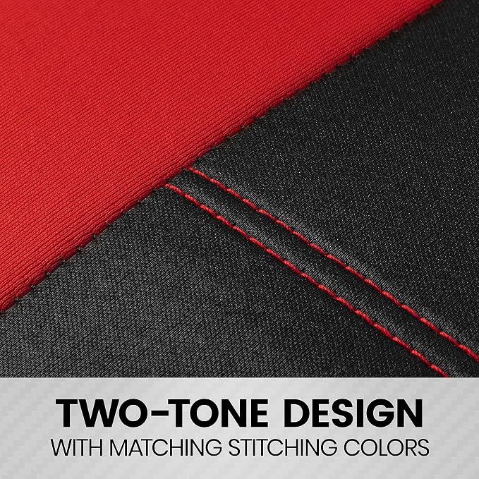 BDK carXS Forza Red Car Seat Covers Full Set, Two-Tone Front Seat Covers with Matching Back Seat Cover for Cars, PolyCloth Protectors with Split Bench Design, Automotive Interior Covers