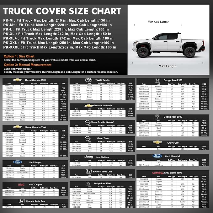 Car Cover Waterproof All-Weather,Heavy-Duty Outdoor Full Exterior Automobiles Truck(Length up to 210 inch) with Windshield Sun Shade Universal Fit Nissan Frontier,Ford F100,Chevy S10 etc