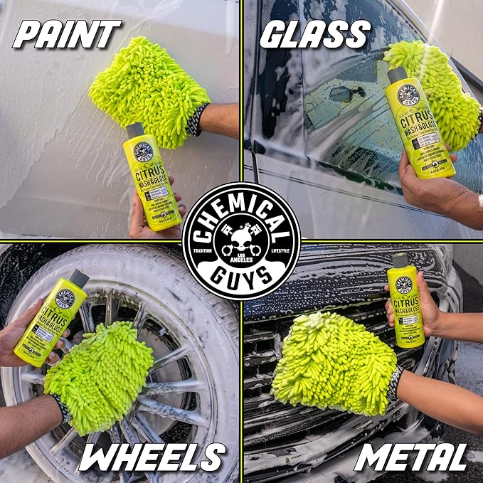 Chemical Guys Citrus Wash & Gloss Foaming Car Wash Soap - High Suds Formula Foam Cannon Soap for Foam Blasters, or Bucket Washes - Safe on Paint, Clear Coat, and Wax, Citrus Scent - 128 oz