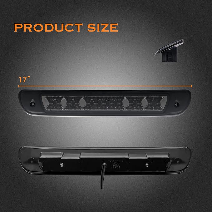 Third 3rd Brake Light, LED High Mount Stop Light Replacement for 2000 2001 2002 2003 2004 2005 2006 Toyota Tundra, Rear Center Cab Roof Tail Cargo Lamp, Smoke lens