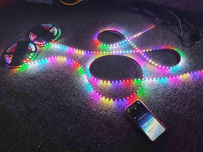 2PCS 2FT Rolls RGB Dream Color Chasing Flow Breath Strobe LEDs Tinted Full Black Out PCB Smoked Light Strips Bluetooth Remote Ctrl for Car Truck Slingshot