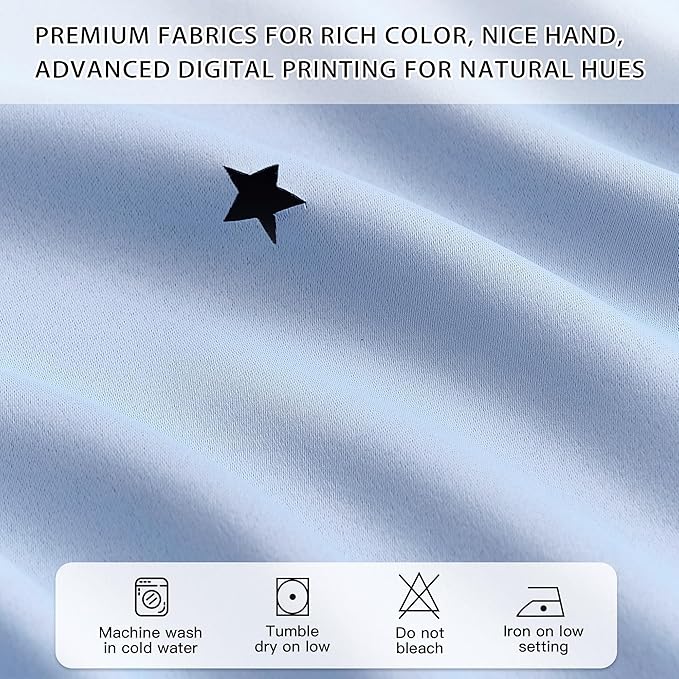 XiDi Light Blue Blackout Curtains for Girls Kids Bedroom Living Room 45 Inches Long 2 Panels Star Curtains Boys Room Darkening Thermal Insulated Drapes Grommet Noise Reduction Window Treatments 34x45